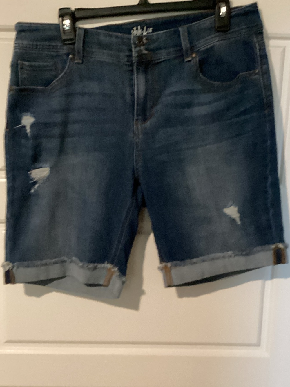 Style & Co. Dark Blue Distressed Denim Bermudas